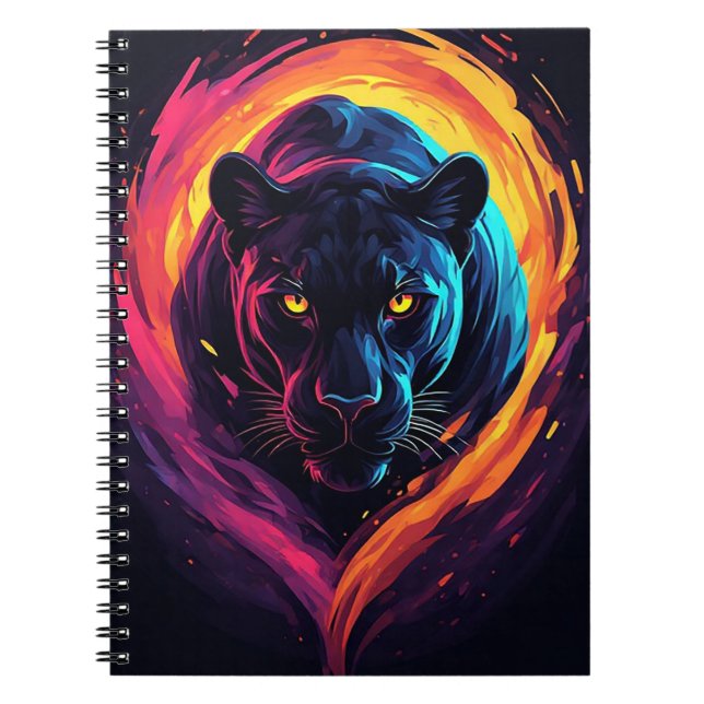 Aggressive Panther Artwork in Neon Colors Notizblock (Vorderseite)