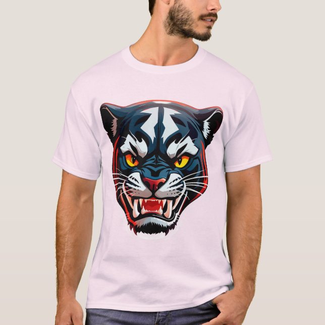 Aggressive Tiger-Kopf-Illustration T-Shirt (Vorderseite)