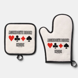 Aggressiver Bieter innerhalb von vier Card-Anzügen Ofenhandschuh & Topflappen-Set