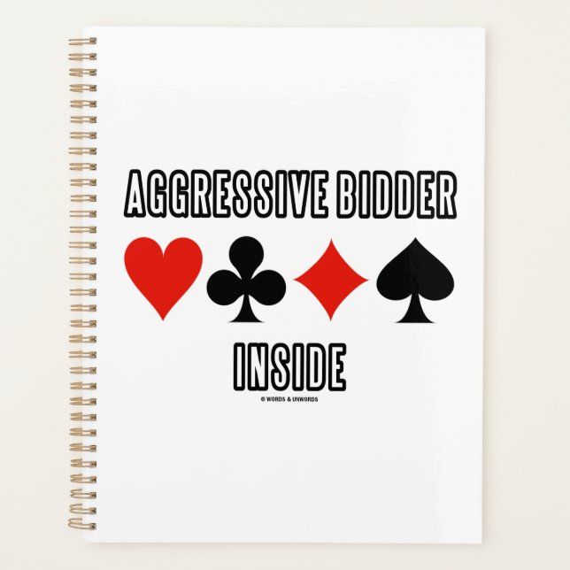 Aggressiver Bieter innerhalb von vier Card-Anzügen Planer (Vorderseite)