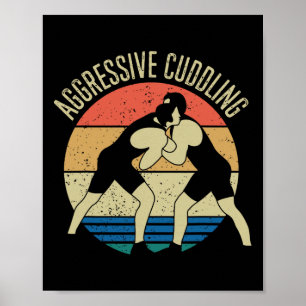 Aggressiver Cuddling Wrestling Retro Vintag Wrestl Poster