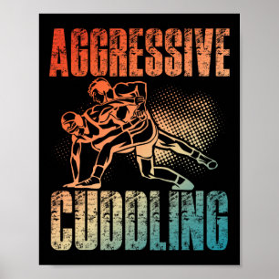 Aggressiver Cuddling Wrestling Retro Vintag Wrestl Poster