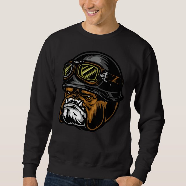 Aggressiver Pitbull Helmet Head Bike Rider Sweatshirt (Vorderseite)