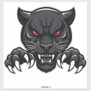 Aggressiver schwarzer Panther mit roten Augen Aufkleber