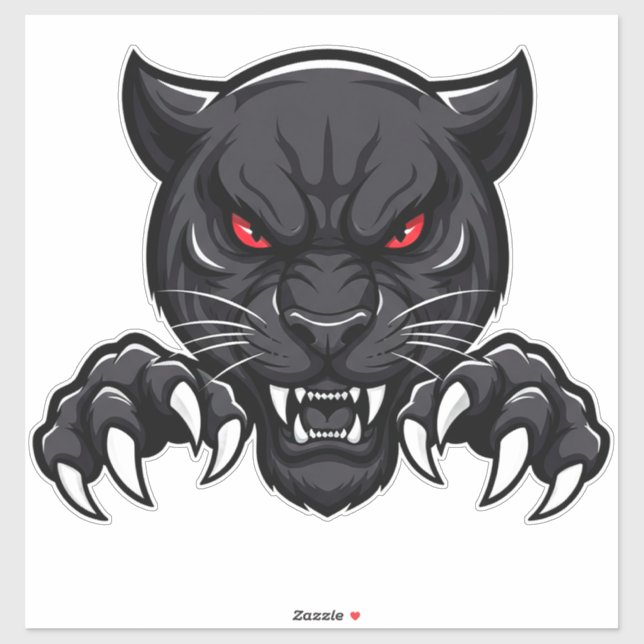 Aggressiver schwarzer Panther mit roten Augen Aufkleber (Blatt)