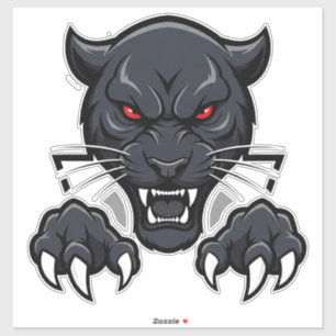 Aggressiver schwarzer Panther mit roten Augen Aufkleber
