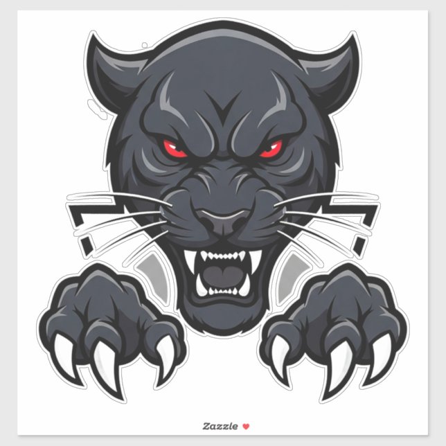 Aggressiver schwarzer Panther mit roten Augen Aufkleber (Blatt)