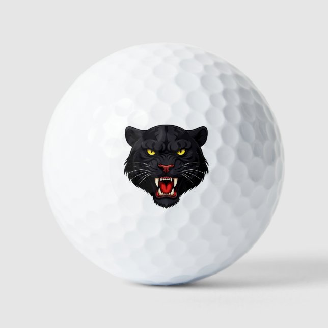 Aggressiver schwarzer Panther mit roten Augen Golfball (Vorderseite)