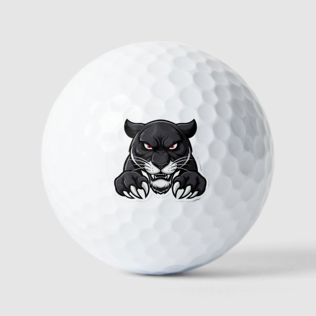Aggressiver schwarzer Panther mit roten Augen Golfball (Vorderseite)