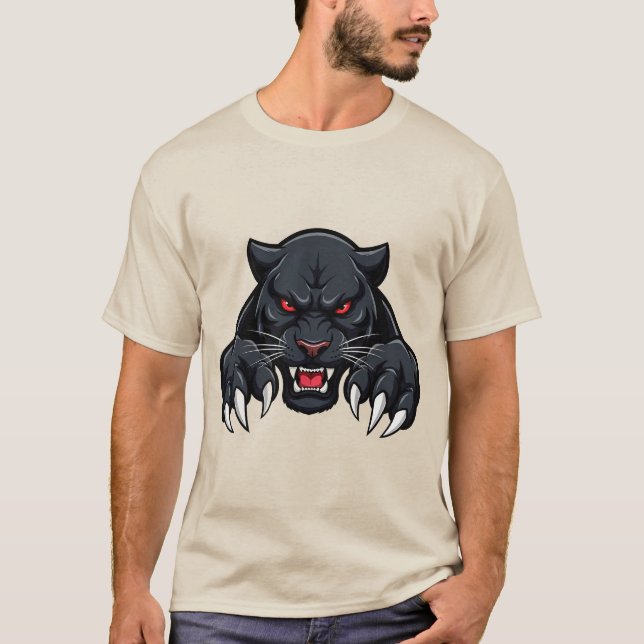 Aggressiver schwarzer Panther mit roten Augen T-Shirt (Vorderseite)
