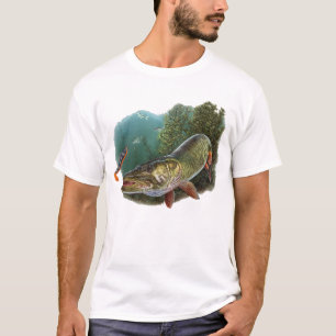 Aggressives Pike-Angeln Kunst-T-Shirt – Raubfisch T-Shirt