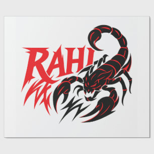 Aggressives Skorpion-Logo mit dem Namen "RAHI" Geschenkpapier