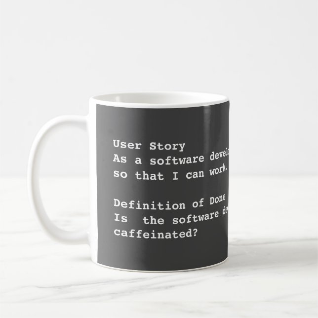 Agile Coffee-Tasse für Softwareentwickler Kaffeetasse (Links)