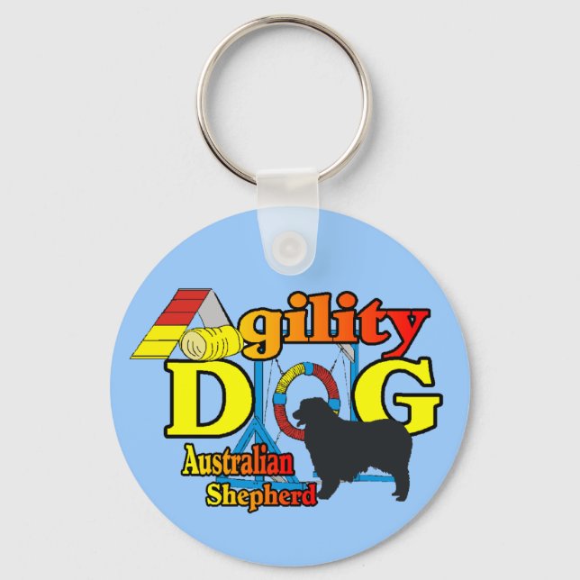 Agility Australian Shepherd Gifts Schlüsselanhänger (Vorderseite)
