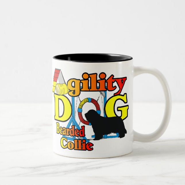 Agility Bartded Collie Geschenke Zweifarbige Tasse (Rechts)