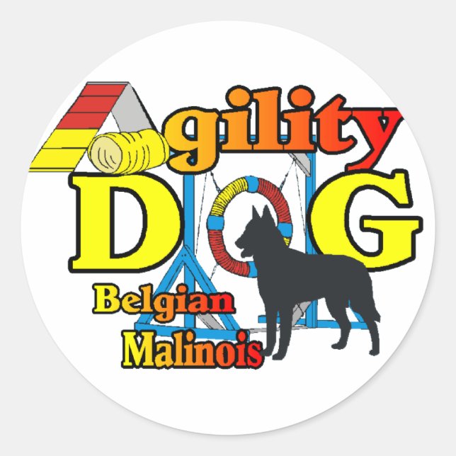 Agility Belgisch Malinois Geschenke Runder Aufkleber (Vorderseite)