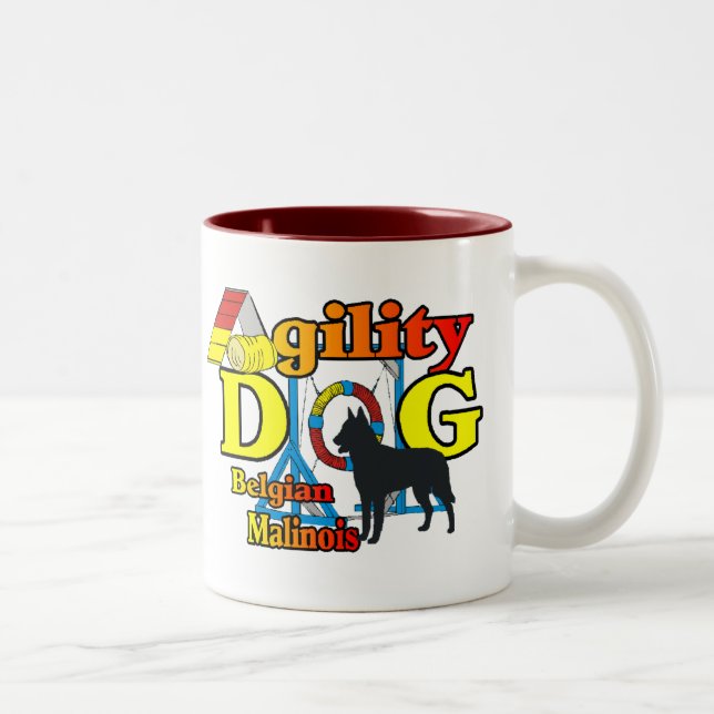 Agility Belgisch Malinois Geschenke Zweifarbige Tasse (Rechts)