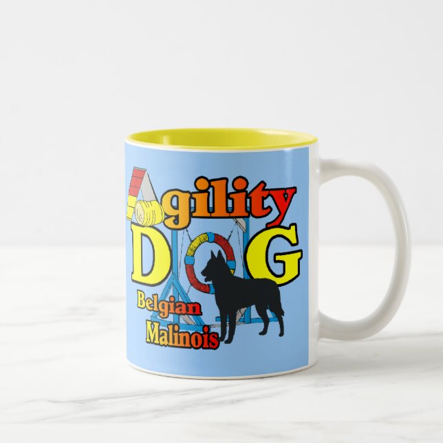 Agility Belgisch Malinois Geschenke Zweifarbige Tasse (Rechts)