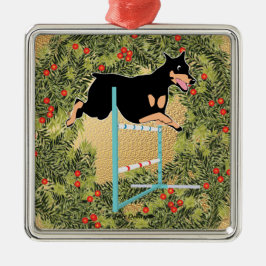 Agility Doberman Silbernes Ornament