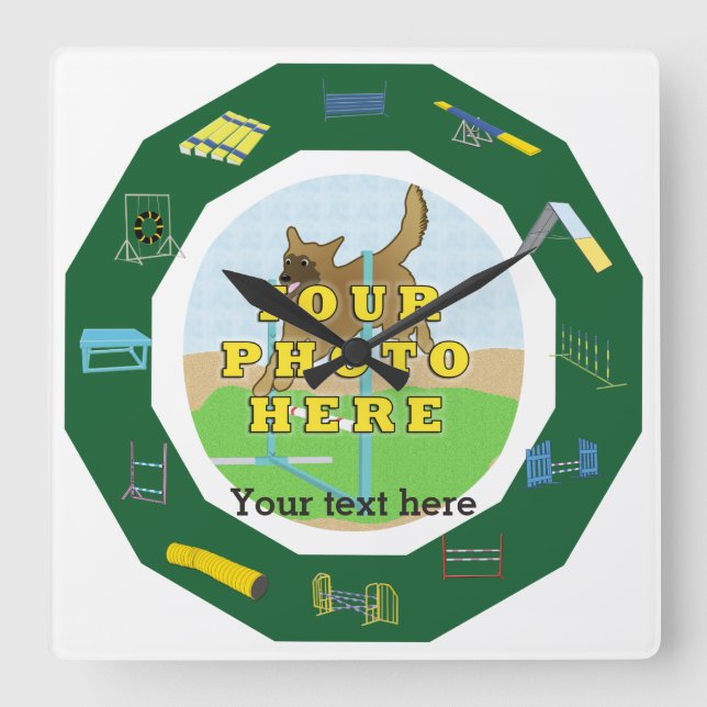 Agility Foto anpassen Quadratische Wanduhr (Vorderseite)