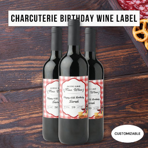 'Aging like Fine Wine' Charcuterie Picnic Geburtst Weinetikett