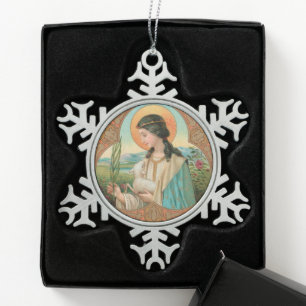 Agnes of Rome (BK 006) Schneeflocken Zinn-Ornament