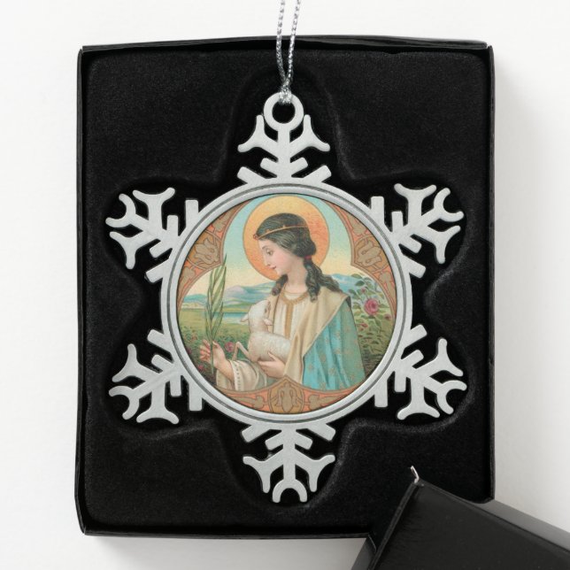 Agnes of Rome (BK 006) Schneeflocken Zinn-Ornament (Box)