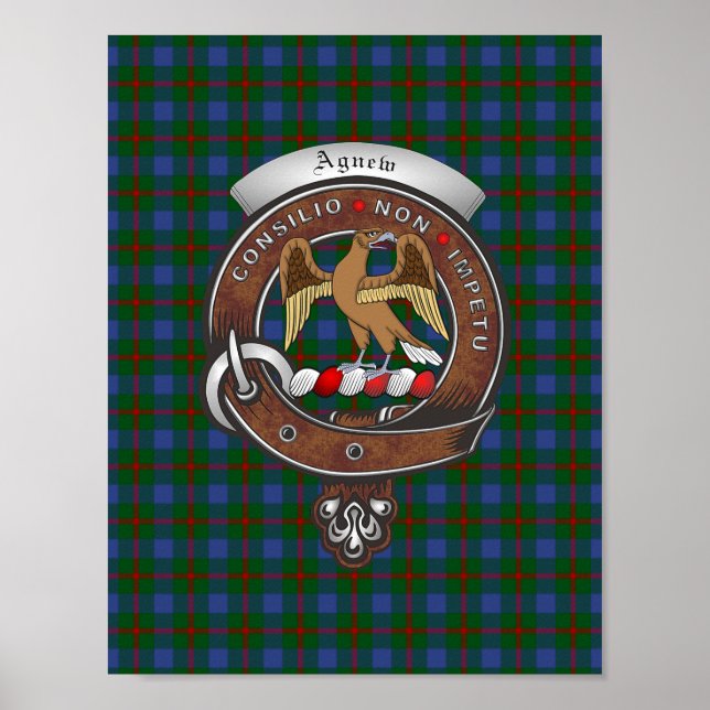 Agnew Clan Abzeichen & Tartan 8.5x11 Poster (Vorne)