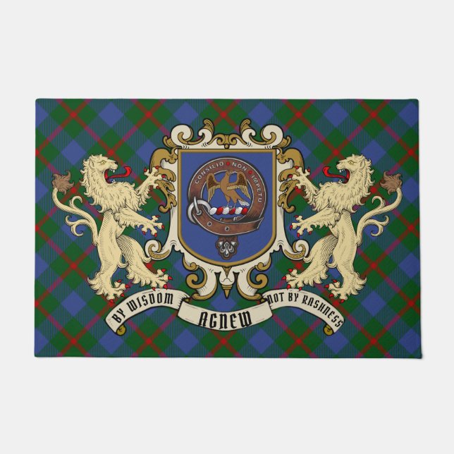 Agnew Clan Abzeichen & Tartan Fußmatte (Vorderseite)