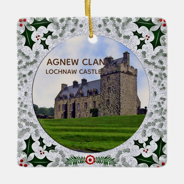 Agnew Clan's Lochnaw Burg Holly Berries Xmas Keramikornament (Vorderseite)