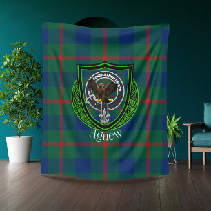 Agnew Schottischer Clan-Tartan und Wappen Fleecedecke