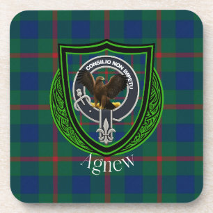 Agnew Schottischer Clan-Tartan und -Wappen Getränkeuntersetzer