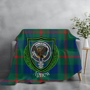 Agnew Schottischer Clan-Tartan & Wappen Fleecedecke