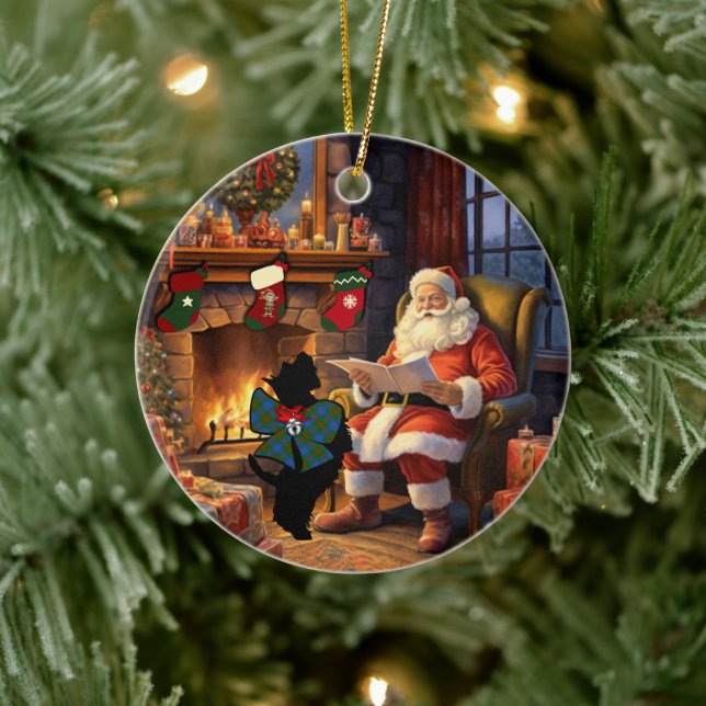 Agnew Scottie Dog & Santa Personalized Keramik Ornament (Baum)