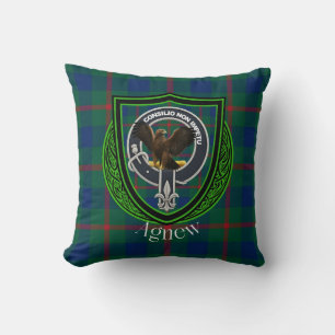 Agnew Scottish Clan Tartan & Wappen Kissen