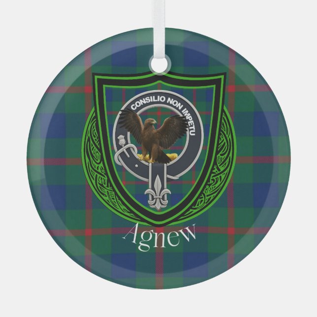 Agnew Scottish Clan Tartan & Wappen Ornament Aus Glas (Vorderseite)