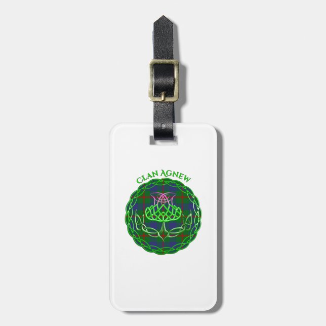 Agnew Scottish Tartan Celtic Thistle Gepäckanhänger (Vorderseite vertikal)