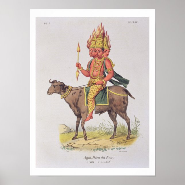 Agni, Feuergott, graviert von Charles Etienne Pie Poster (Vorne)