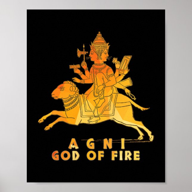 Agni Hindu Gott des Feuers Indien Poster (Vorne)
