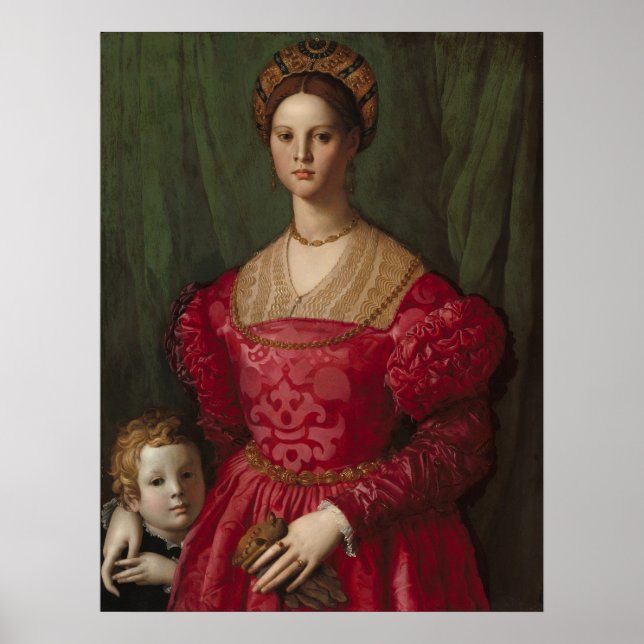 Agnolo Bronzino Eine junge Frau und ihr kleiner Ju Poster (Vorne)