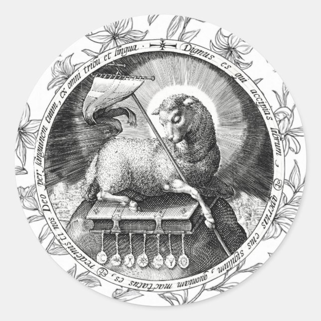 Agnus Dei Lamm Gottes Rund Aufkleber  (Vorderseite)