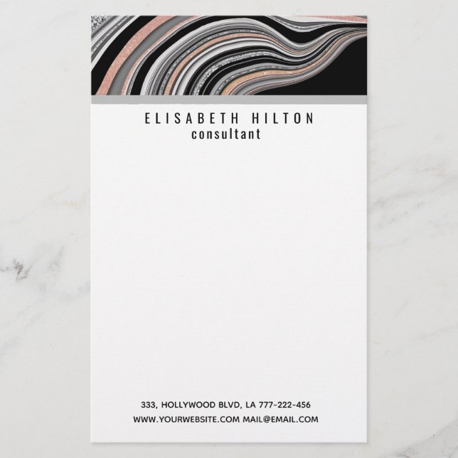 agode geode Rose gold silber schwarz Schreibpapier Briefpapier (Vorderseite)