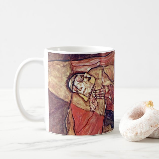 Agonie, der Todekampf von Egon Schiele Kaffeetasse (Mit Donut)
