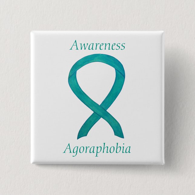 Agoraphobia Awareness Aquamarin Ribbon Custom Butt Button (Vorderseite)