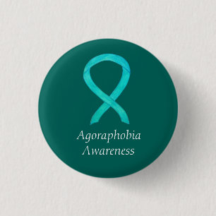Agoraphobia Awareness Aquamarin Ribbon Custom Butt Button
