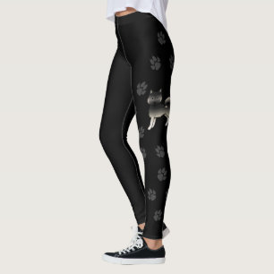 Agouti Alaskan Malamute Süßer Cartoon-Hund & Pfote Leggings