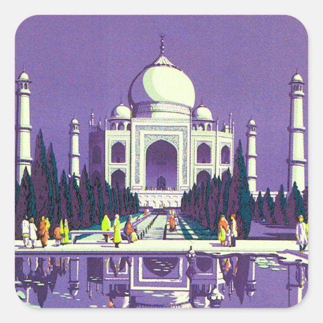 Agra ~ Taj Mahal Quadratischer Aufkleber (Vorderseite)