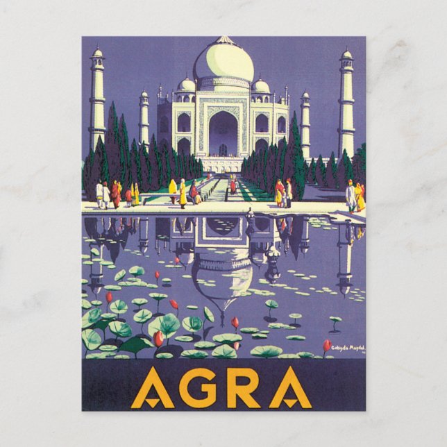 Agra Vintage Travel Poster Postkarte (Vorderseite)