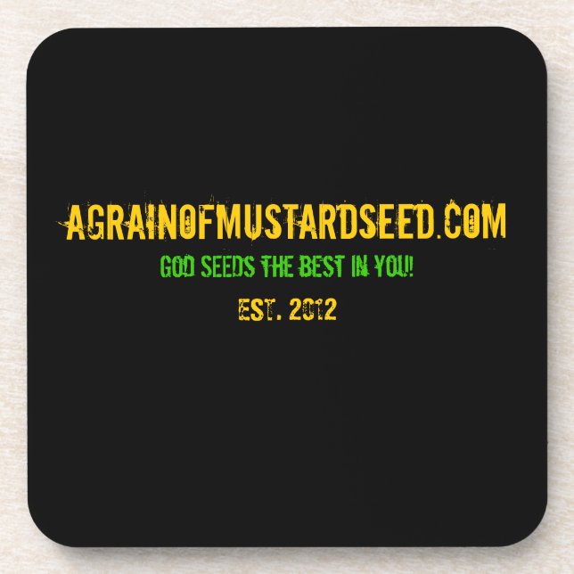 Agrainofmustardseed.com EST 2012 Getränkeuntersetzer (Vorderseite)