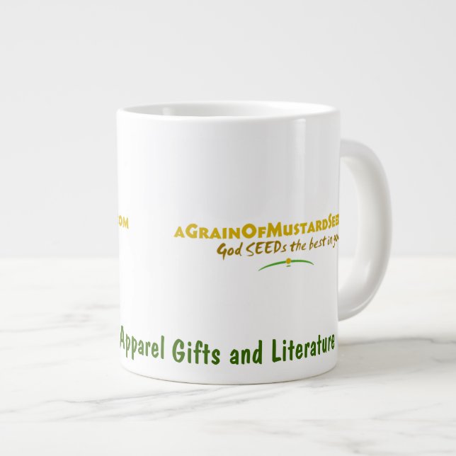 Agrainofmustardseed.com Logo Jumbo-Tasse (Vorderseite Rechts)